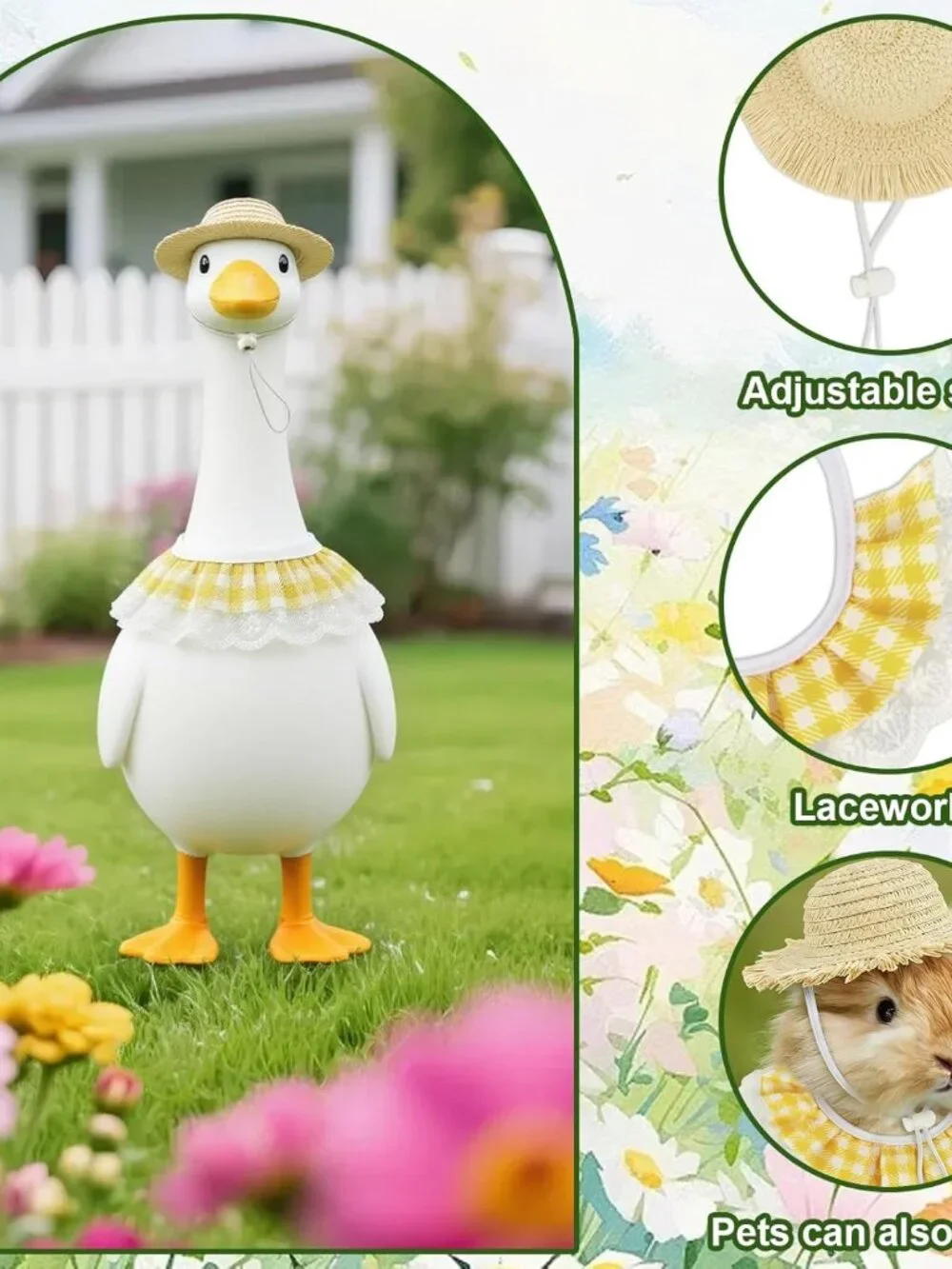 Spring Porch Goose Outfit Goose Pastoral Style Outfit for 23" Cement or Plastic - Picture 4 of 7
